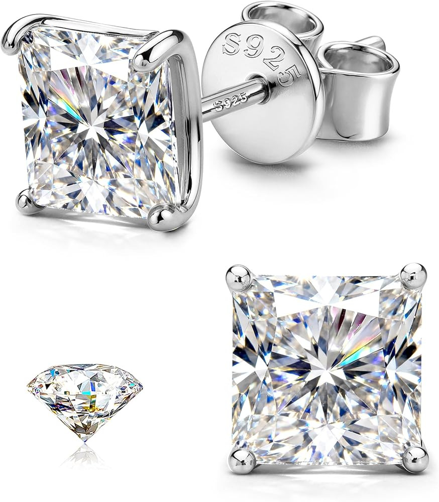 Moissanite Earrings Studs : 18K Gold Plated S925 Sterling Silver Stud Earring for Women Men Moiss... | Amazon (US)