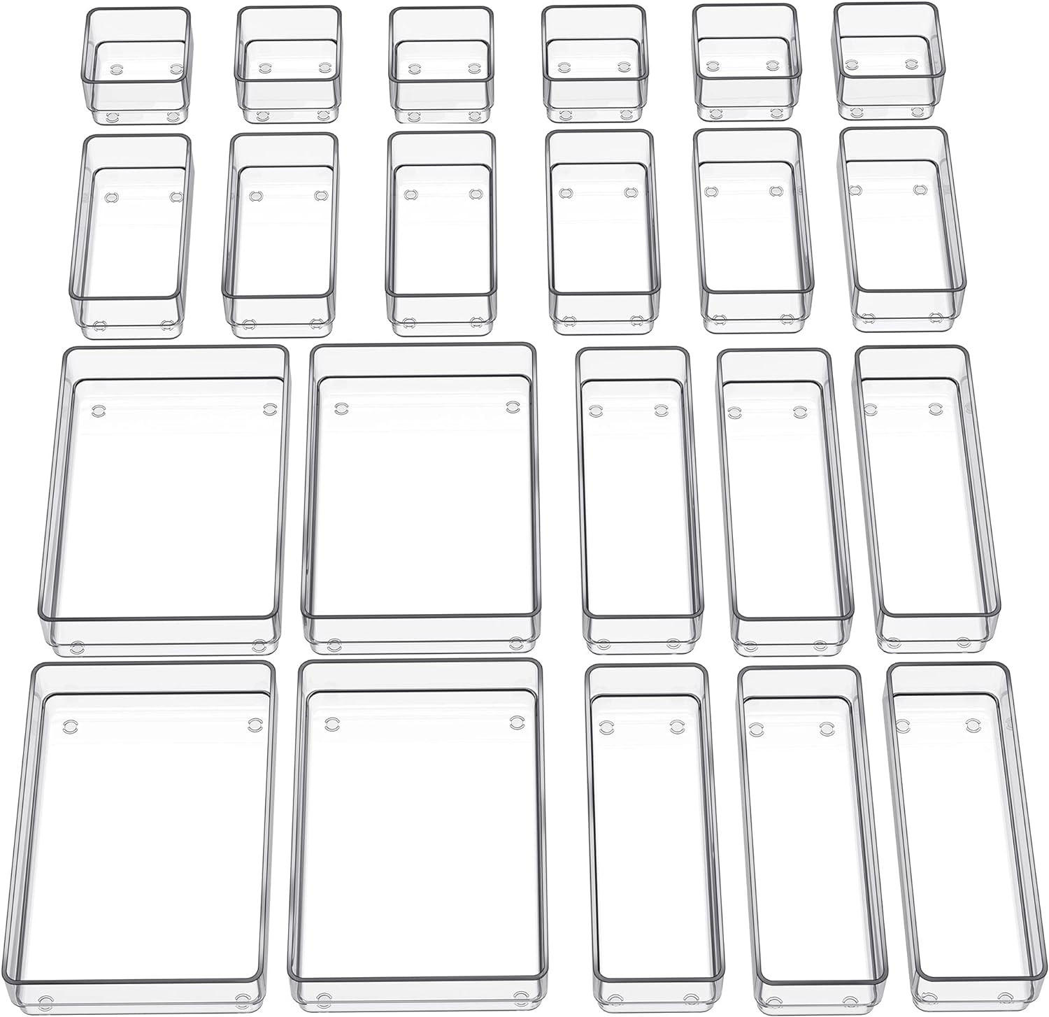 SMARTAKE 22-Piece Drawer Organizer with Non-Slip Silicone Pads, 4-Size Clear Desk Drawer Organize... | Amazon (US)