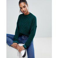 Boohoo cable knit jumper in green - Green | ASOS BE