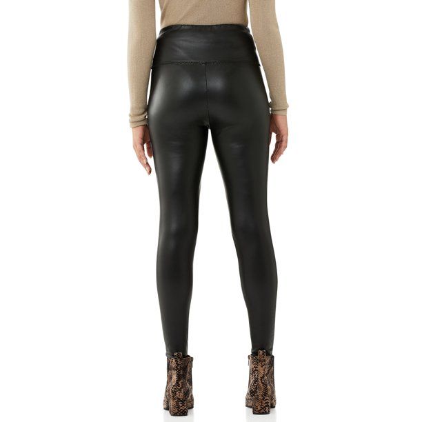 Scoop Women's Vegan Leather Leggings with 4-Way Stretch - Walmart.com | Walmart (US)