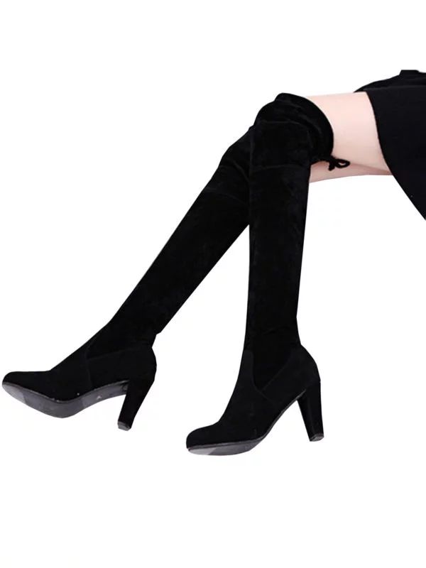 Womens Ladies Thigh High Boots Over The Knee Party Stretch Block High Heel | Walmart (US)