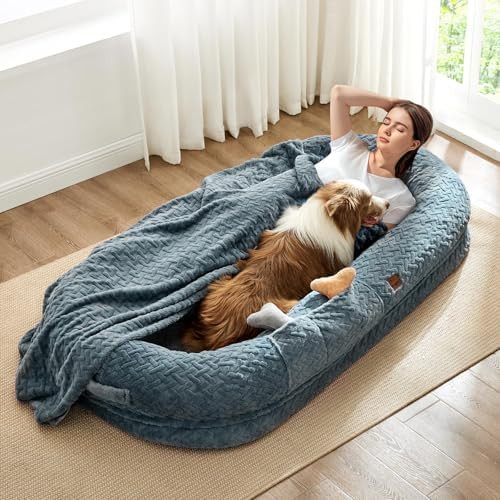 Human Dog Bed for Adults, Giant Faux Fur Washable Adult Dog Bed with Orthopedic Egg Crate Foam, B... | Amazon (US)