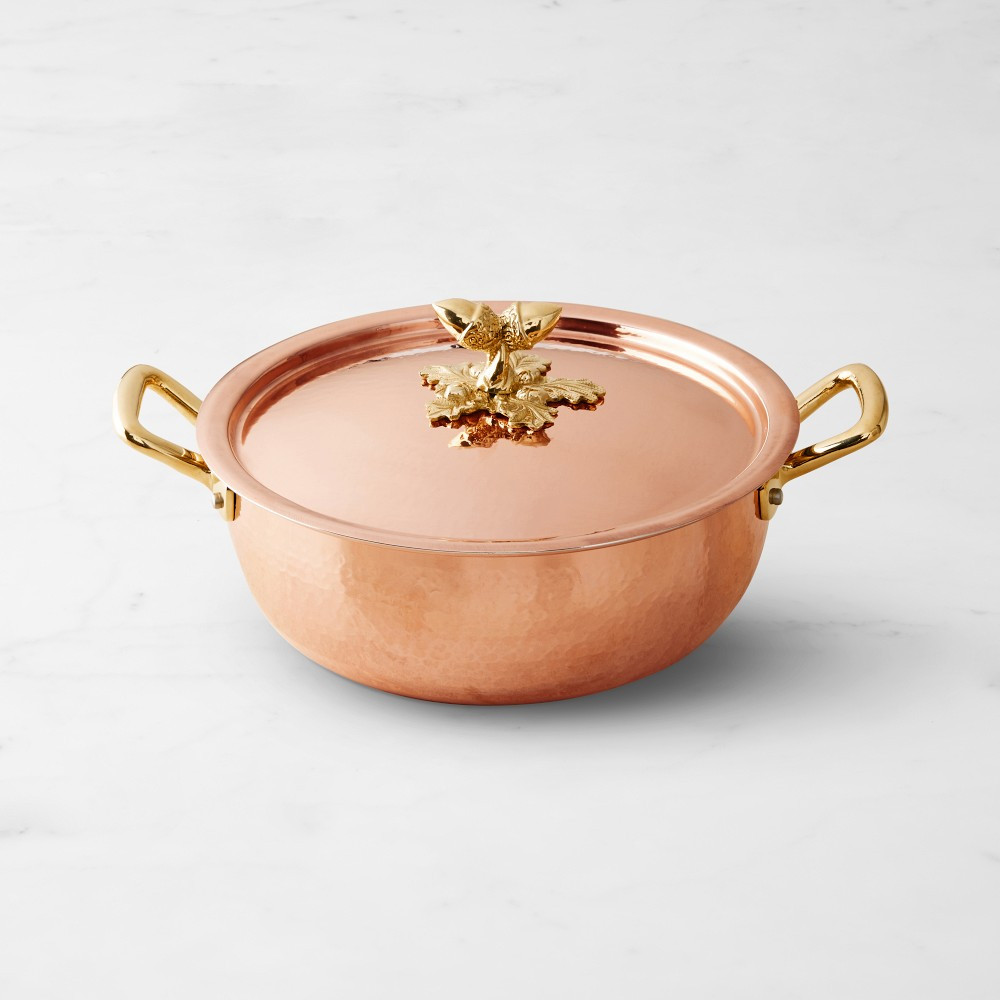 Ruffoni Historia Hammered Copper Chef Braiser with Acorn Knob, 3 1/2-Qt. | Williams-Sonoma