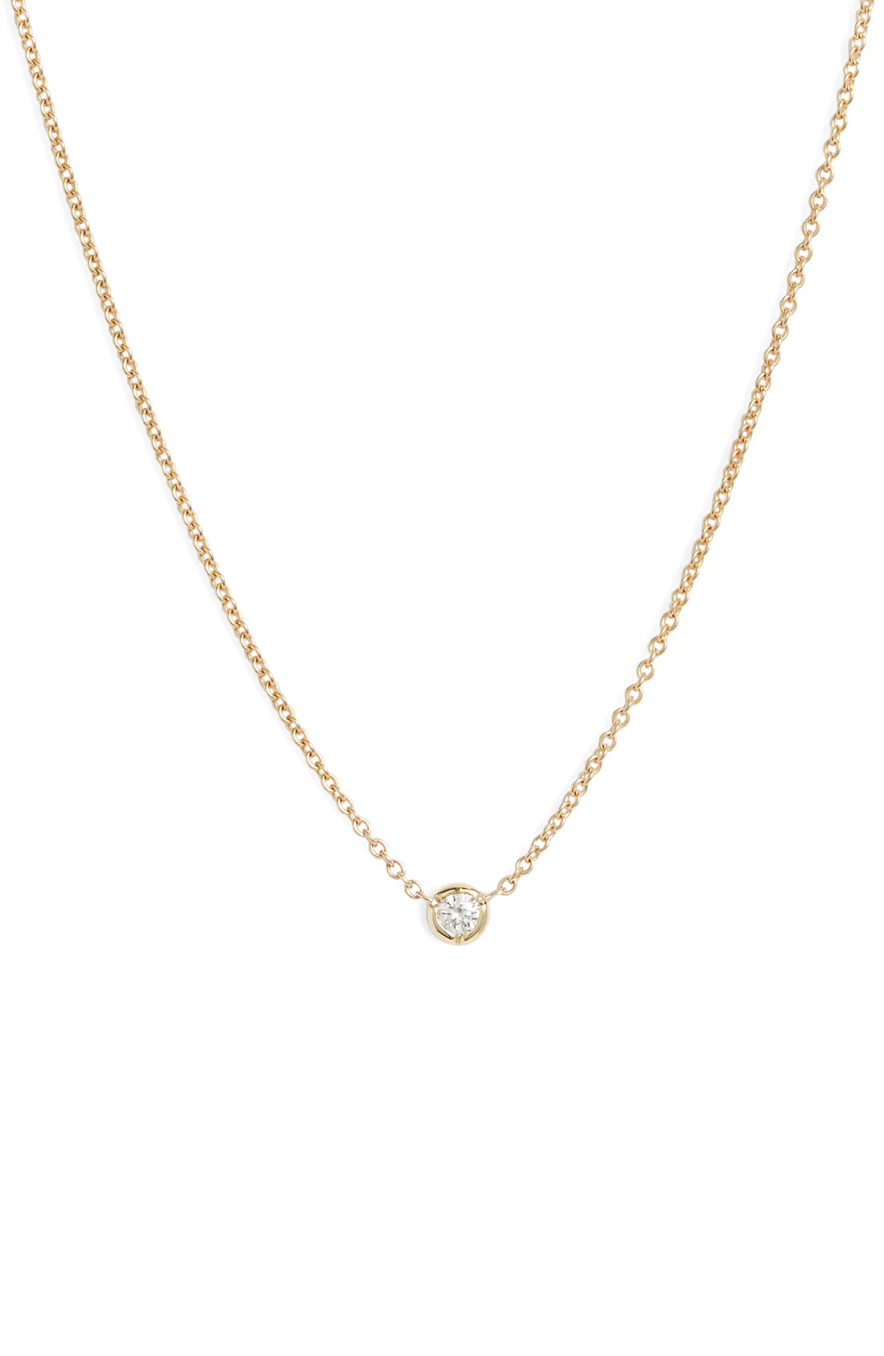 Petite Bezel Diamond Solitaire Necklace | Nordstrom