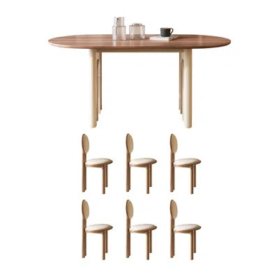Cream style all solid wood oval dining table set | Wayfair North America