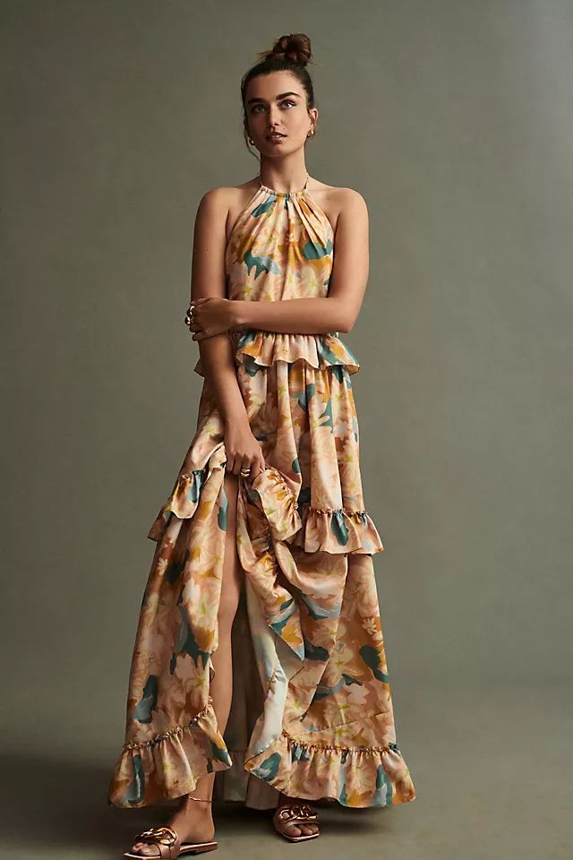 Ruffled Tiered Floral Maxi Dress | Anthropologie (US)