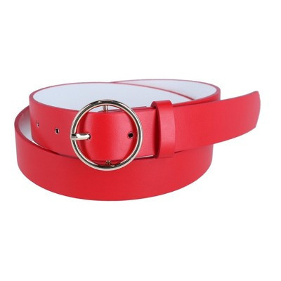 CTM Women's Thick Rounded Buckle Belt, Large, Red | Target