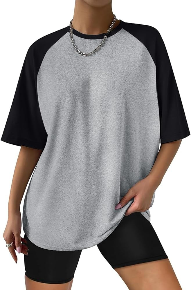 VNIRA Oversized T Shirt for Women Short Sleeve Workout Top Cute Colorblock Casual Blouse Basic Te... | Amazon (US)