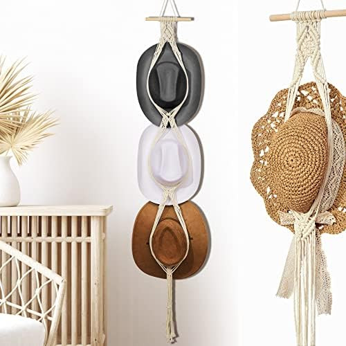 Macrame Hat Hangers Boho Hat Hangers for Wall Bohemian Women Hat Rack Hat Organizer for Wall Hanging | Amazon (US)
