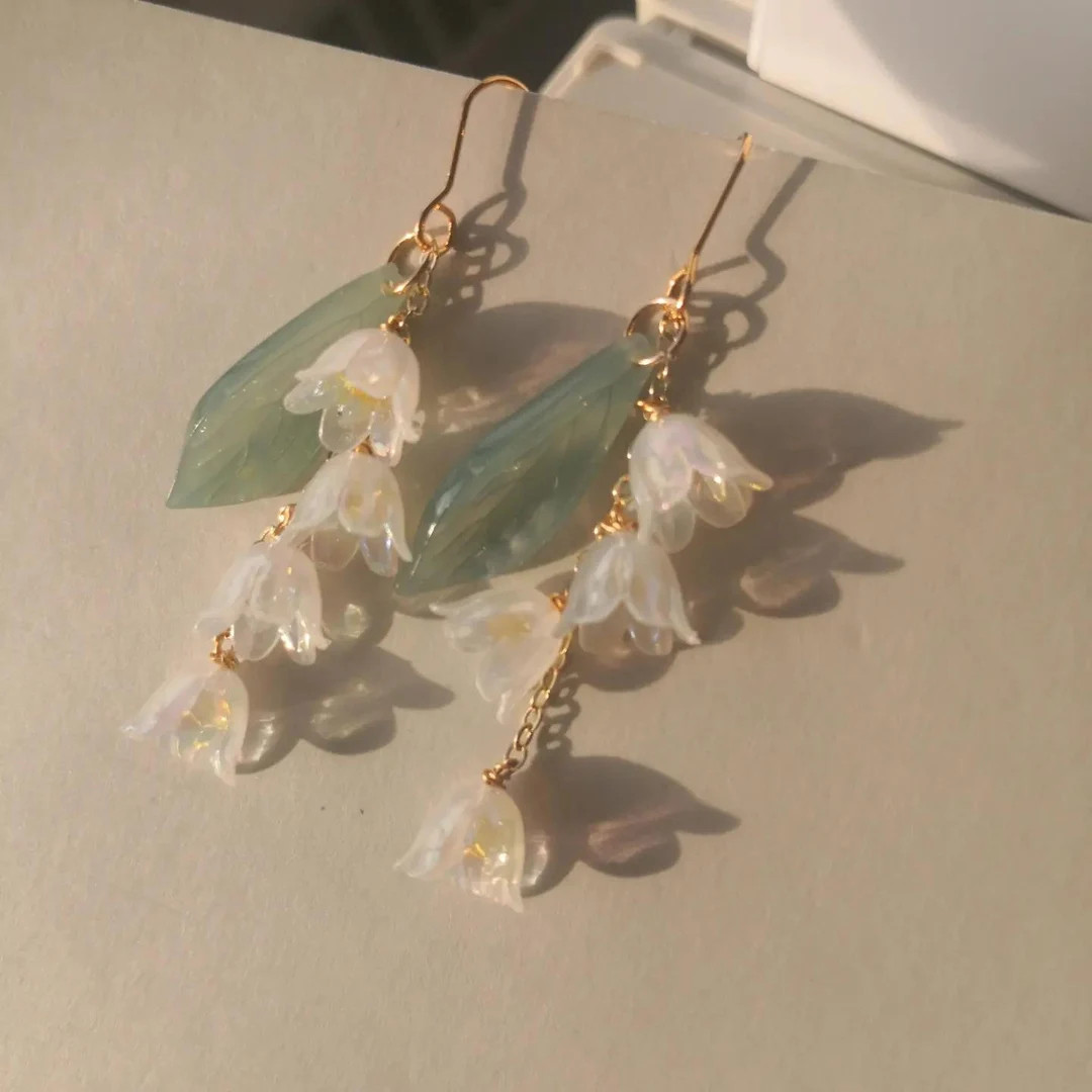 Lily of the Valley Earrings, Lily Earrings,Dangle Earrings,Dainty Floral Fairy Flower Earrings,Co... | Etsy (US)