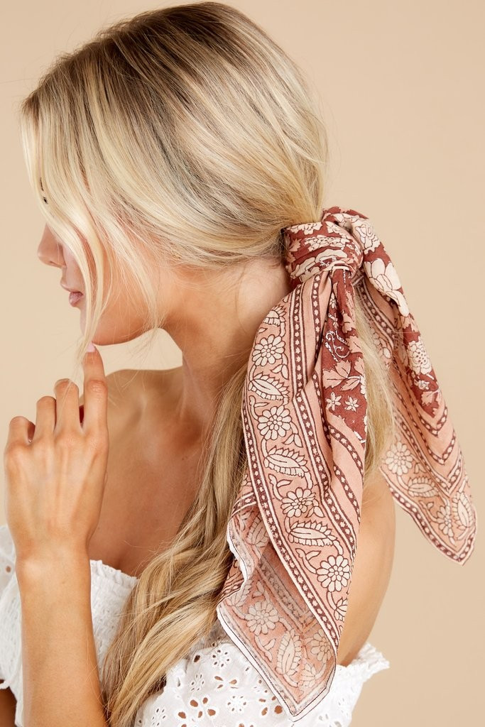 Woodblock Tonal Block Print Scarf | Red Dress 