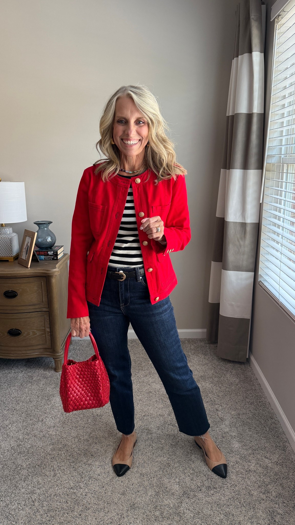 Great casual Friday look for work or teacher. Fun lunch with friends look. Wearing 27 jeans, small jacket and sweater 

#LTKOver40 #LTKSeasonal #LTKFindsUnder100