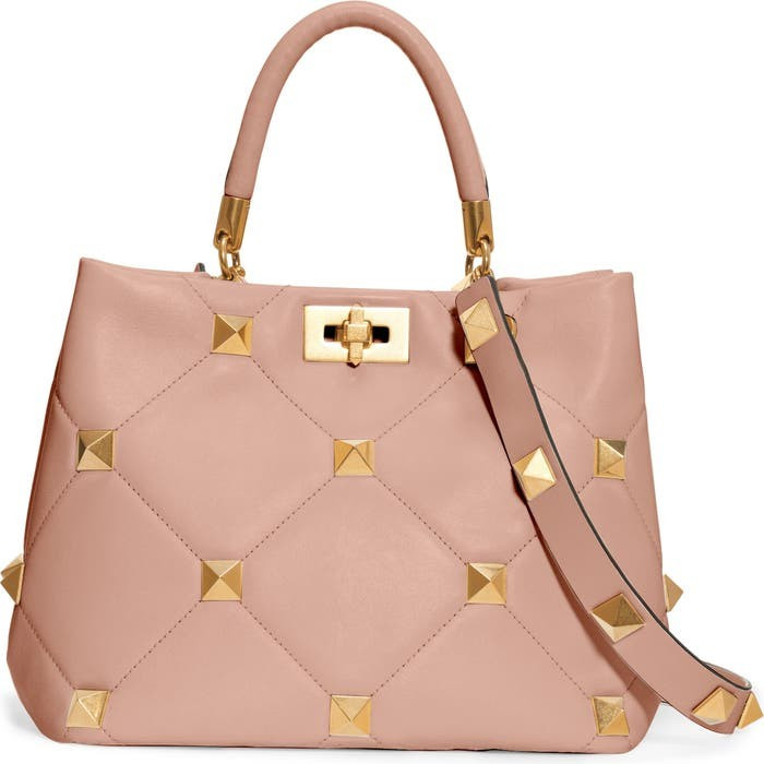 Garavani Roman Stud Matelassé Leather Top Handle Bag | Nordstrom