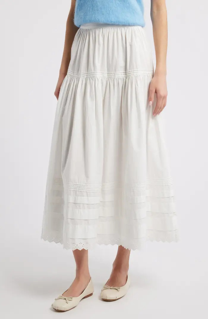Sebastiane Tiered Organic Cotton Poplin Maxi Skirt | Nordstrom