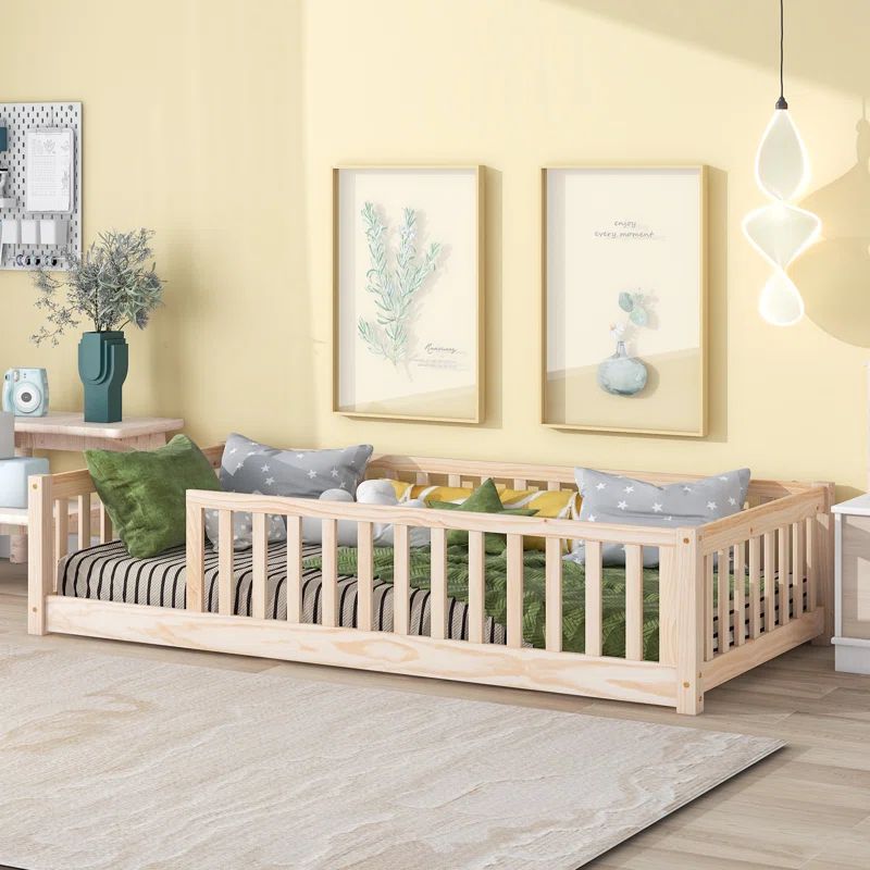 Decimus Twin Floor Platform Bed with Fence | Wayfair North America