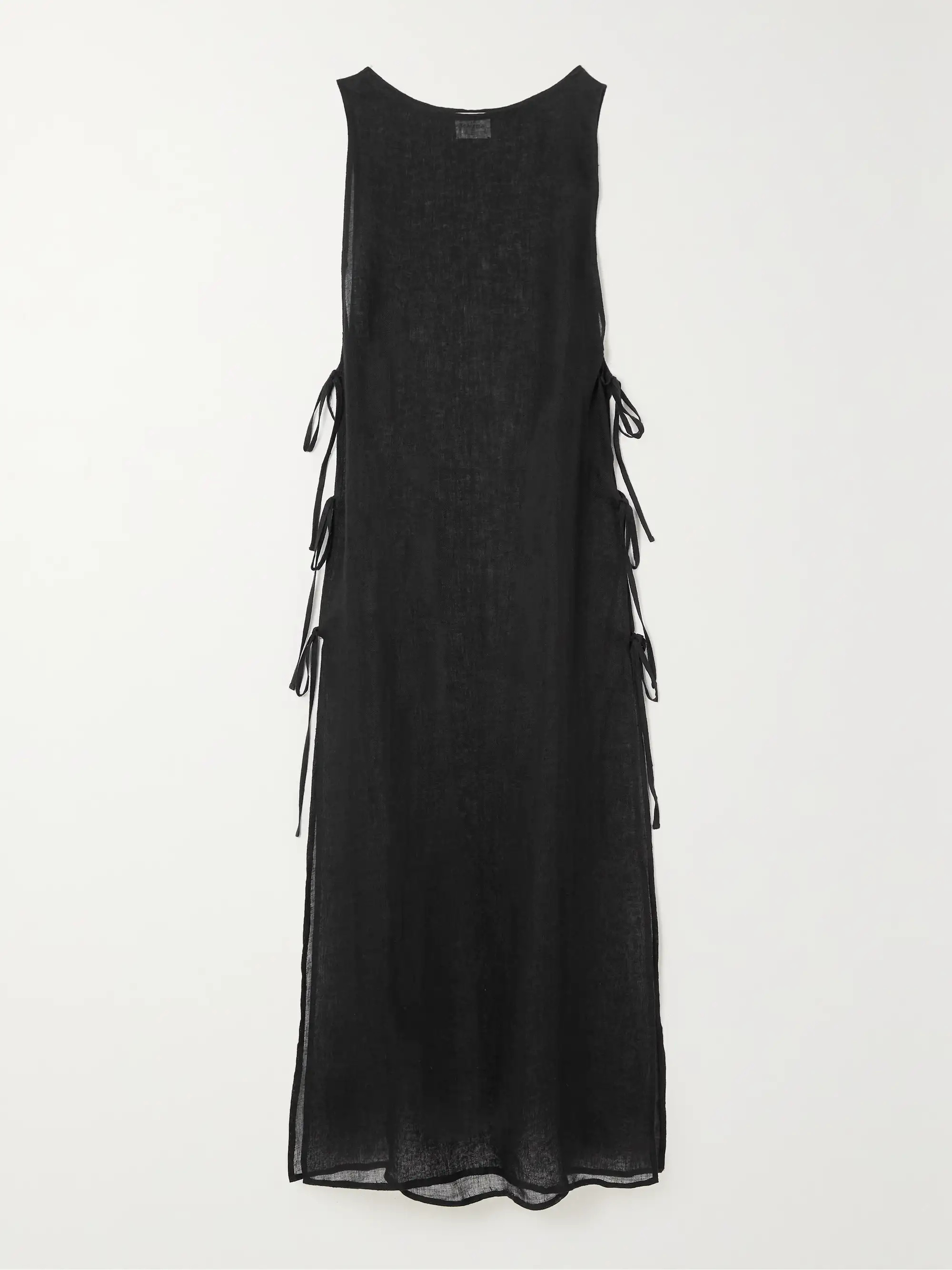 + NET SUSTAIN Jarajus tie-detailed organic linen midi dress | NET-A-PORTER (US)