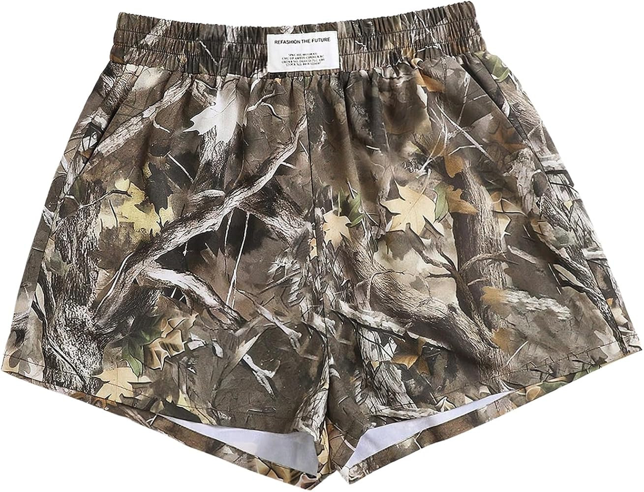 RoseSeek Girl's Camo Shorts Letter Patched Elastic Waist Summer Shorts with Pockets | Amazon (US)