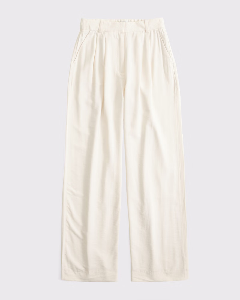 Curve Love A&F Sloane Crepe Tailored Wide Leg Pant | Abercrombie & Fitch (US)