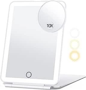 Amazon.com: Travel Makeup Mirror with 10X Magnifying Mirror, Vanity Mirror with 80LEDs, 3 Color L... | Amazon (US)