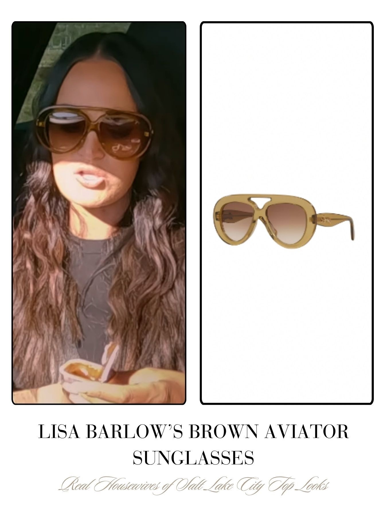 Lisa Barlow’s Brown Aviator Sunglasses 