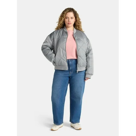 Time and Tru Women's and Women's Plus Quilted Bomber Jacket, Sizes XS-2X | Walmart (US)