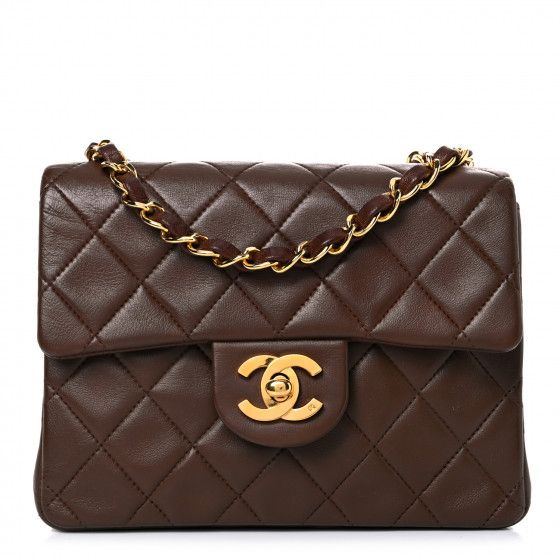 CHANEL Lambskin Quilted Mini Square Flap Bag Dark Brown | FASHIONPHILE | Fashionphile