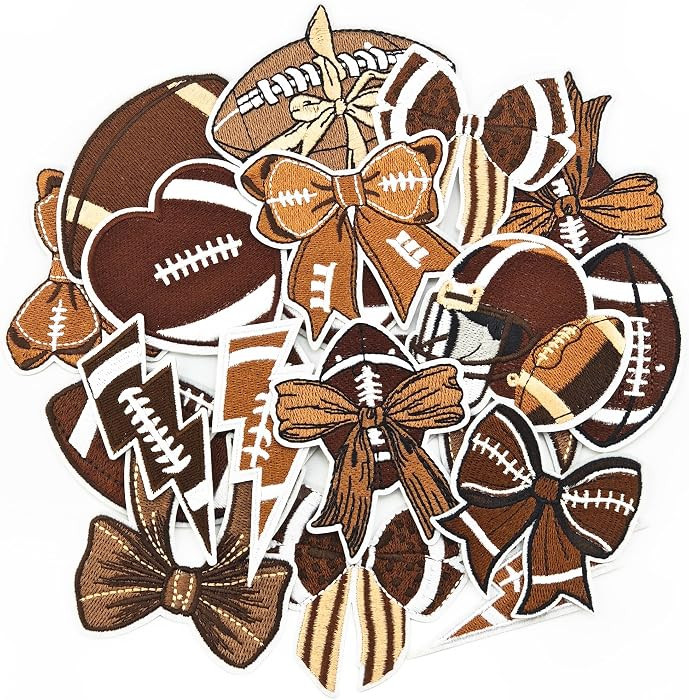 20PCS Football Iron On Patches, Game Day Bow Football Applique Patches | Amazon (US)