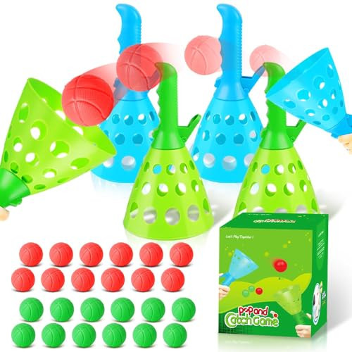 Duckura Outdoor Indoor Game Activities for Kids, Pop-Pass-Catch Ball Game with 4 Catch Launcher Baskets and 24 Balls, Easter Basket Stuffers Gifts Party Favors Beach Sport Toys for Kids Age 5 6 7 8 9+ | Amazon (US)