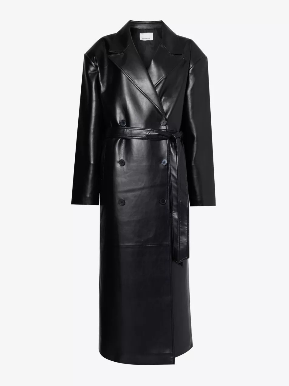 Tina double-breasted regular-fit faux-leather coat | Selfridges