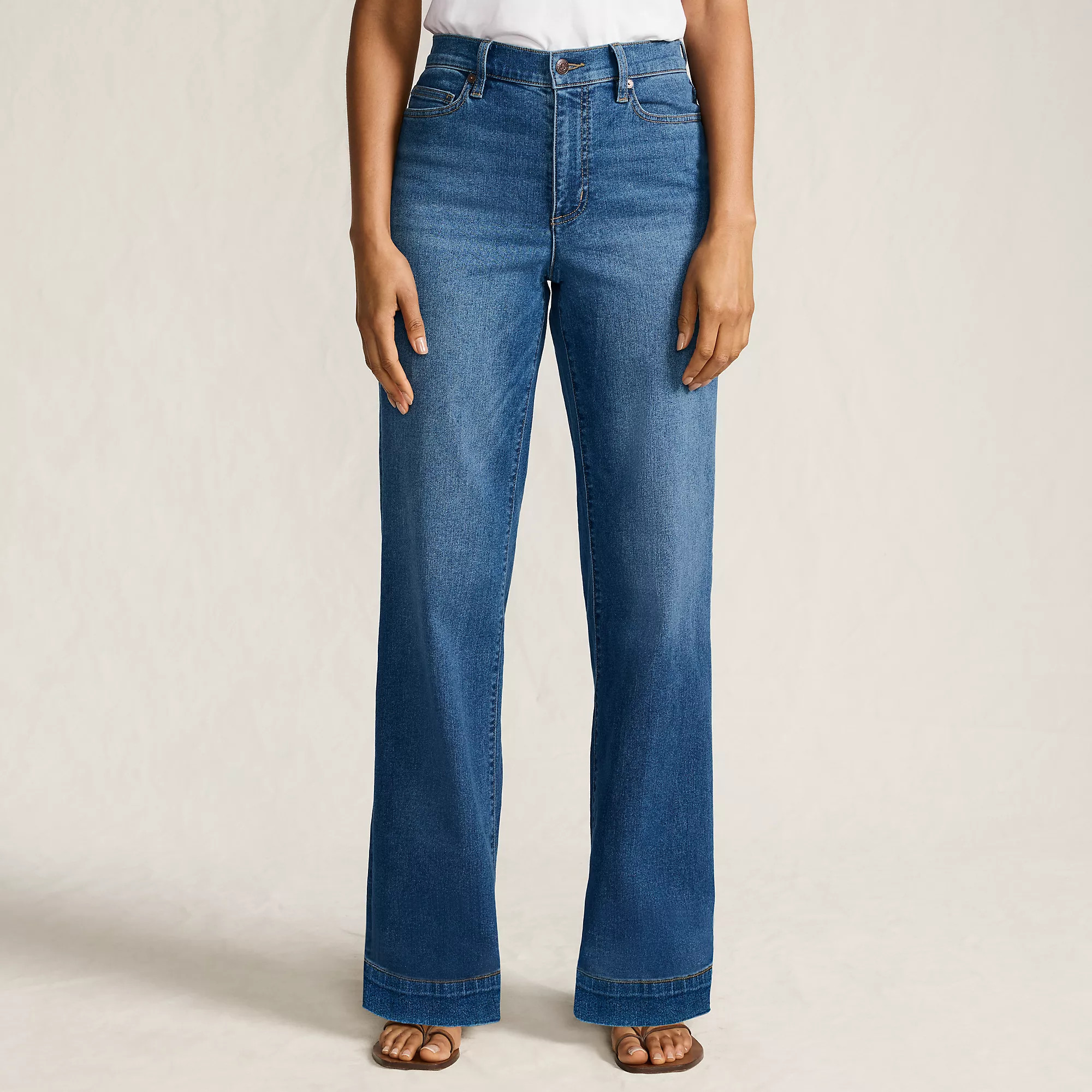 High Rise Wide Leg Denim Jeans | Lands' End (US)