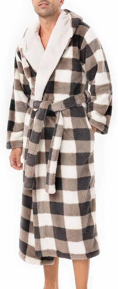 DAVID ARCHY Men's Hooded Robe Soft Coral Fleece Microfiber Bathrobe | Amazon (US)