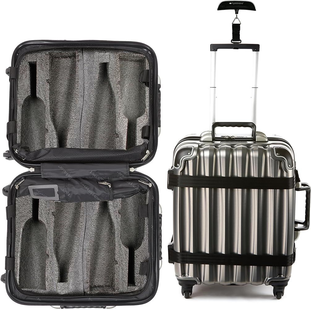 Bundle - 2 items 8 Bottle Wine Travel Suitcase, FlyWithWine Digital Luggage Scale - Silver | Amazon (US)