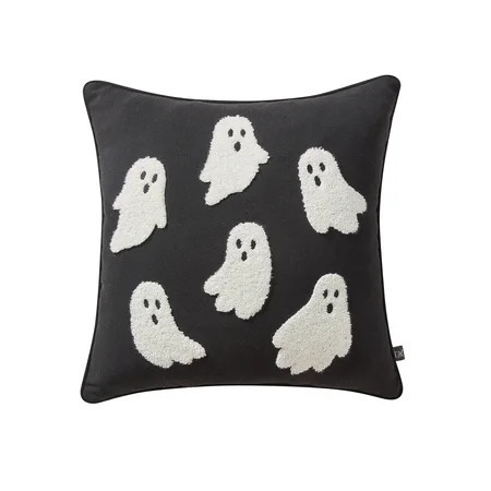 My Texas House Halloween Black/Ivory Boucle Ghost Decorative Pillow, 18" x 18" | Walmart (US)
