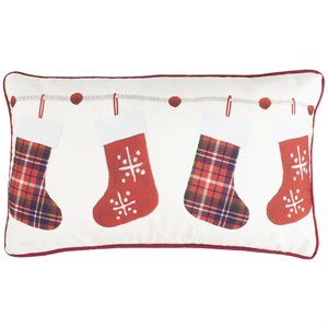 Safavieh Hollie Jolly Christmas Throw Pillow in White and Red | Homesquare