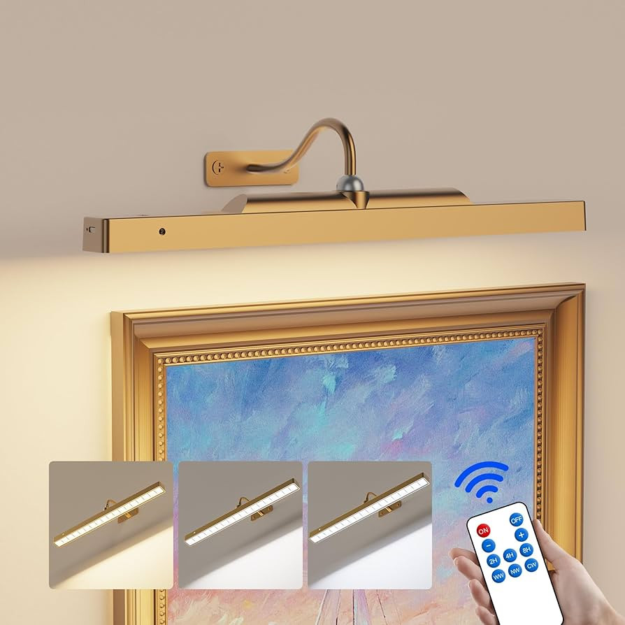 Wireless Picture Light Battery Operated, 1Pack Remote Control Painting Light with Timer, 13Hrs Se... | Amazon (US)