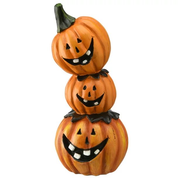 7" Orange and Black Stacked Pumpkins Autumn Tabletop Decor - Walmart.com | Walmart (US)
