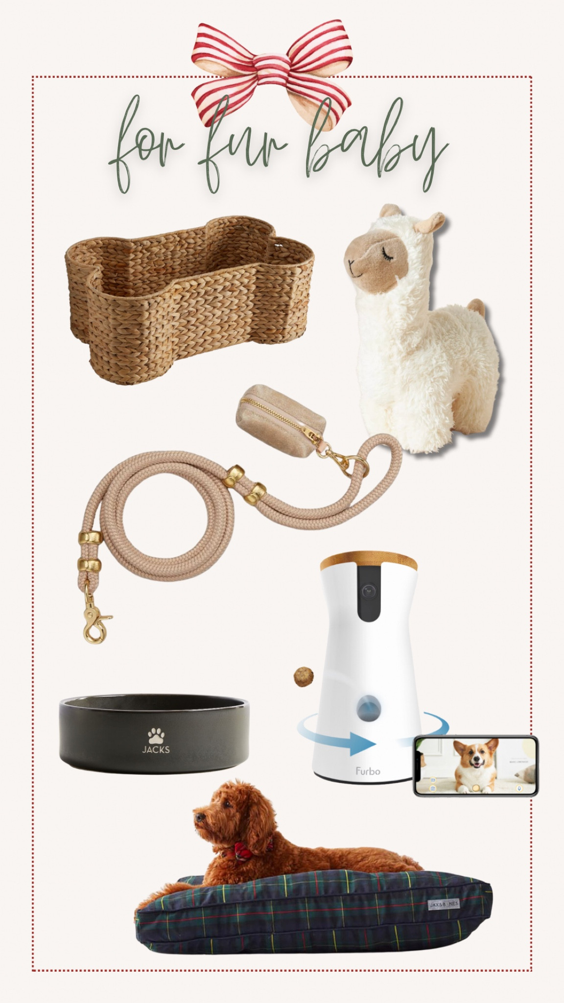 Puppy. Dog. Fur Baby. Aesthetic gifts. Gift guide. Dog gifts. Bones. Basket. Treats. Dog treats. Leash. Llama. Dog chews. Chew toys. Dog bed. Pet bed. Personalized gifts.

#LTKGiftGuide #LTKHoliday