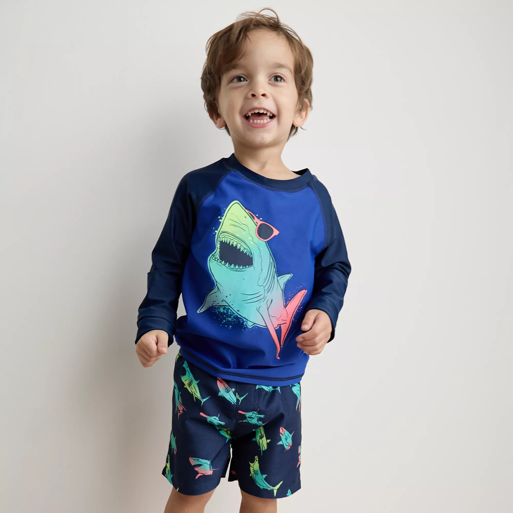 Baby & Toddler Boy Jumping Beans® Long Sleeve Rashguard & Swim Trunks Set | Kohl's