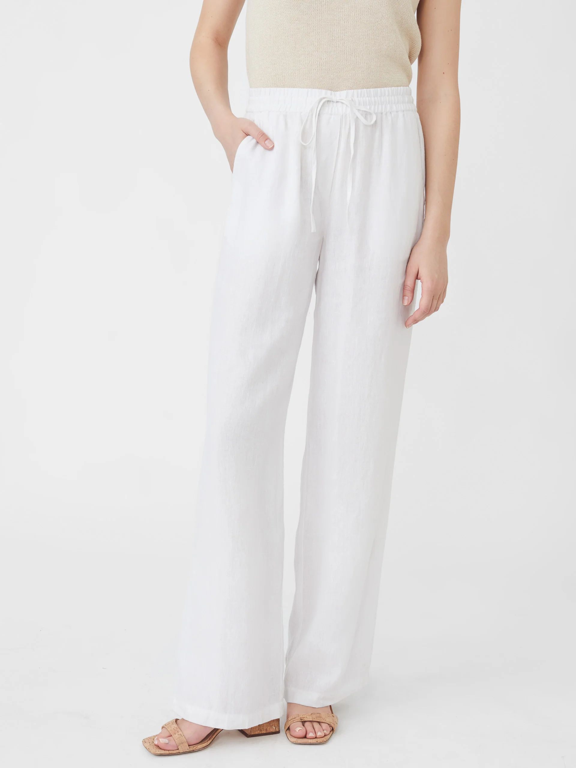 White Solid Surya Linen Pants | Women's Pants | J.McLaughlin | J.McLaughlin