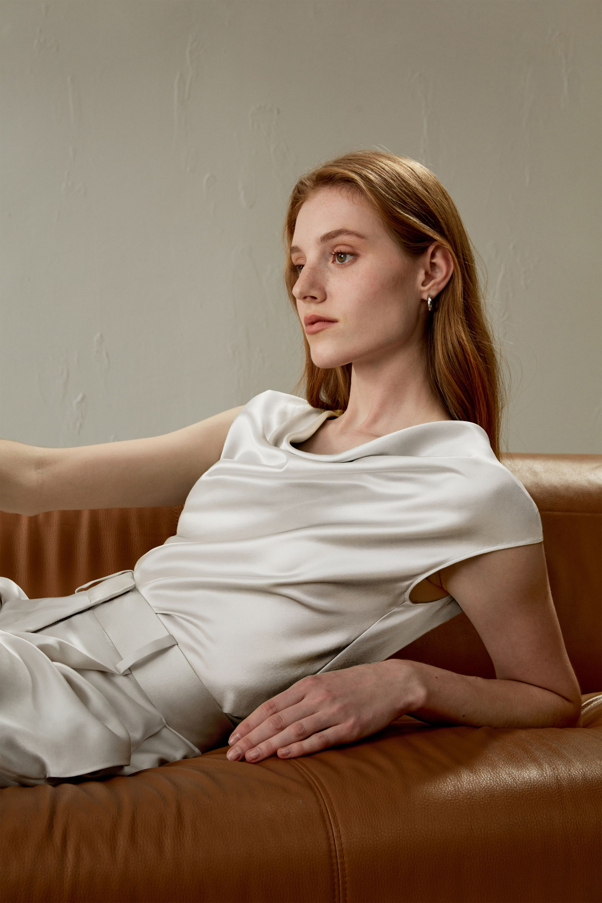 Silk Charmeuse Cowl Neck Top | LilySilk