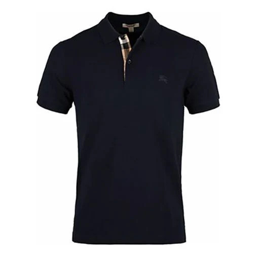Burberry Logo lapel Short Sleeve Polo Shirt Navy Blue 80045781 | KICKS CREW