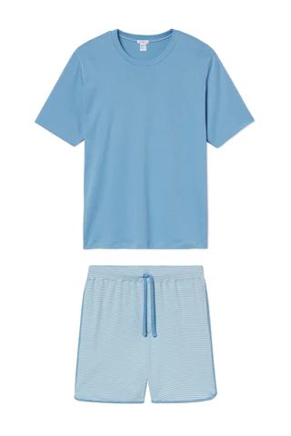 Men's Pima Pajama Shorts Set in Pacific | LAKE Pajamas