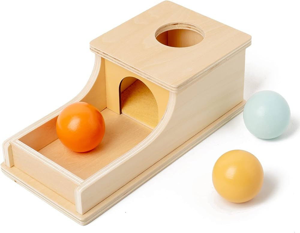 Busy edition Montessori Toys Full Size Object Permanence Box Soft Sound Wooden Baby Ball Drop Pla... | Amazon (US)