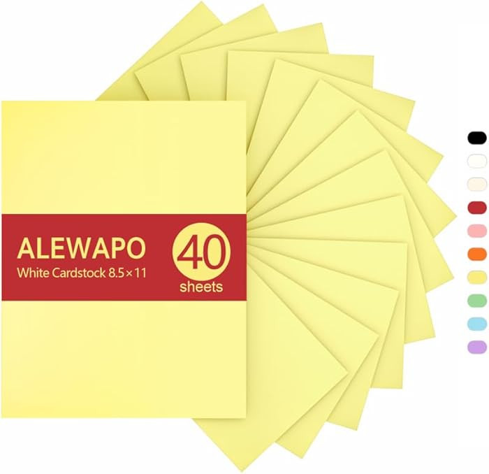 Yellow Cardstock 8.5 x 11 Thick Paper, 40 Sheets, ThickPaper 75 LB/200 GSM, Cardstock Printer Pap... | Amazon (US)