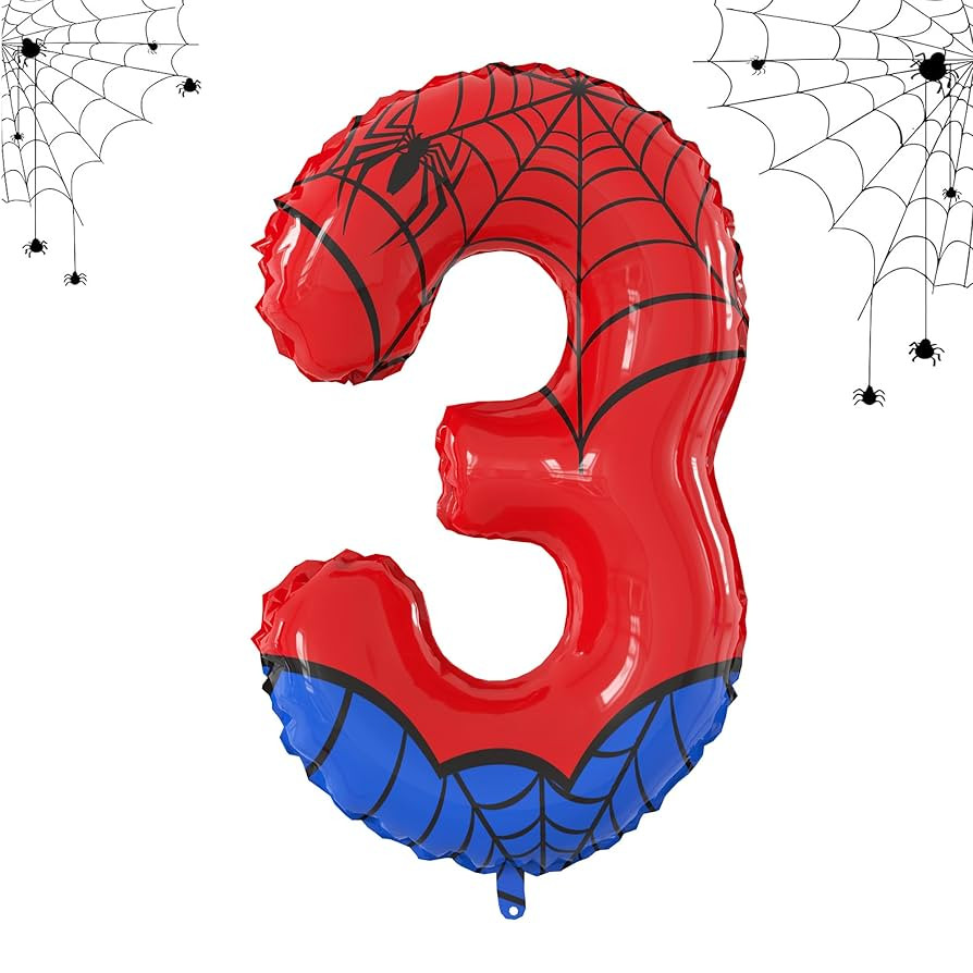 40 Inch Giant Spider Theme Number Foil Balloons - Large Number 3 Balloons for Kids' Birthday Anni... | Amazon (US)