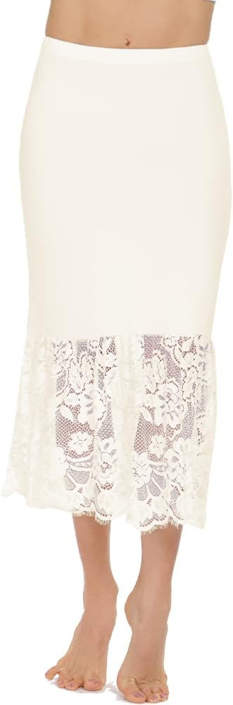 MANCYFIT Half Slips for Under Dresses Extender Slip Skirt for Women Lace Trim Long Underskirt 22 ... | Amazon (US)