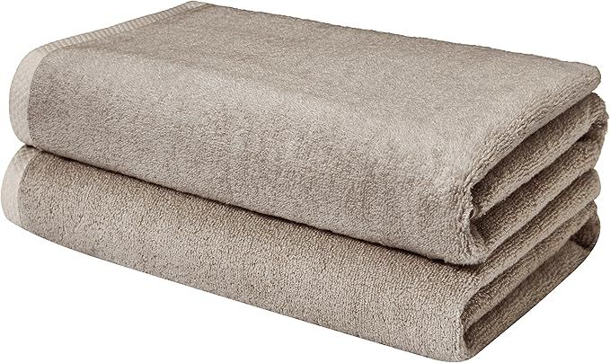 Amazon Basics Quick-Dry, Luxurious, Soft, 100% Cotton Towels, Platinum - Set of 2 Bath Sheets | Amazon (US)