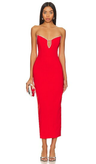 Runaway The Label Bec Midi Dress in Red. - size S | Revolve Clothing (Global)