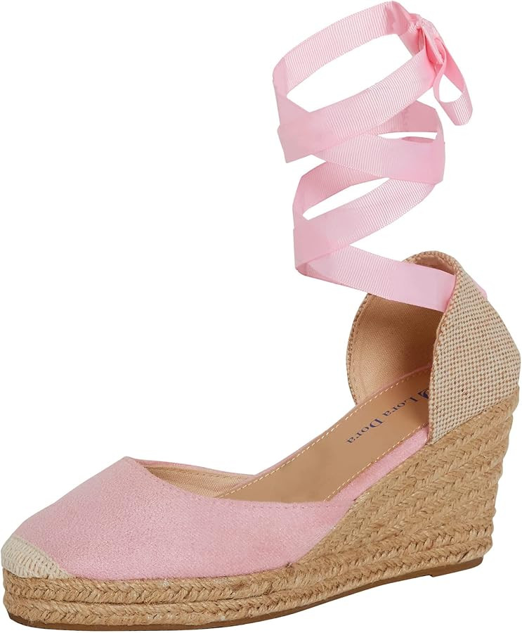 Lora Dora Womens Espadrille Wedge Sandals Ladies Strappy Hessian Wedges Summer Shoes Ankle Tie Le... | Amazon (UK)