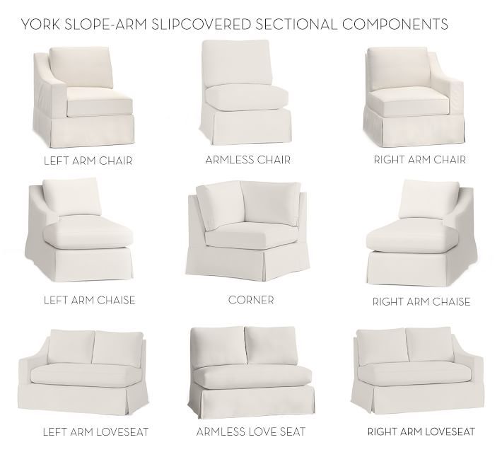 Build Your Own - York Slope Arm Slipcovered Sectional Components | Pottery Barn (US)